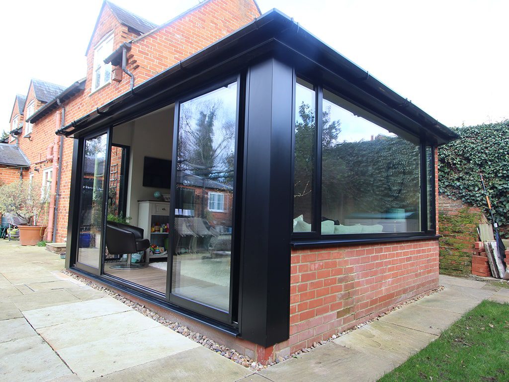 Black Sliding Door Conservatory Side Exterior